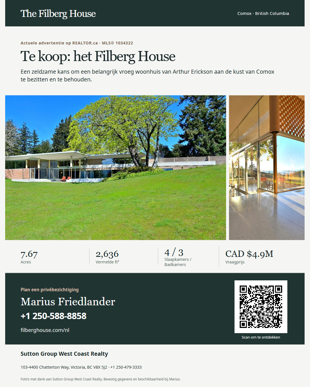 Neem het huis mee: Te koop: het Filberg House