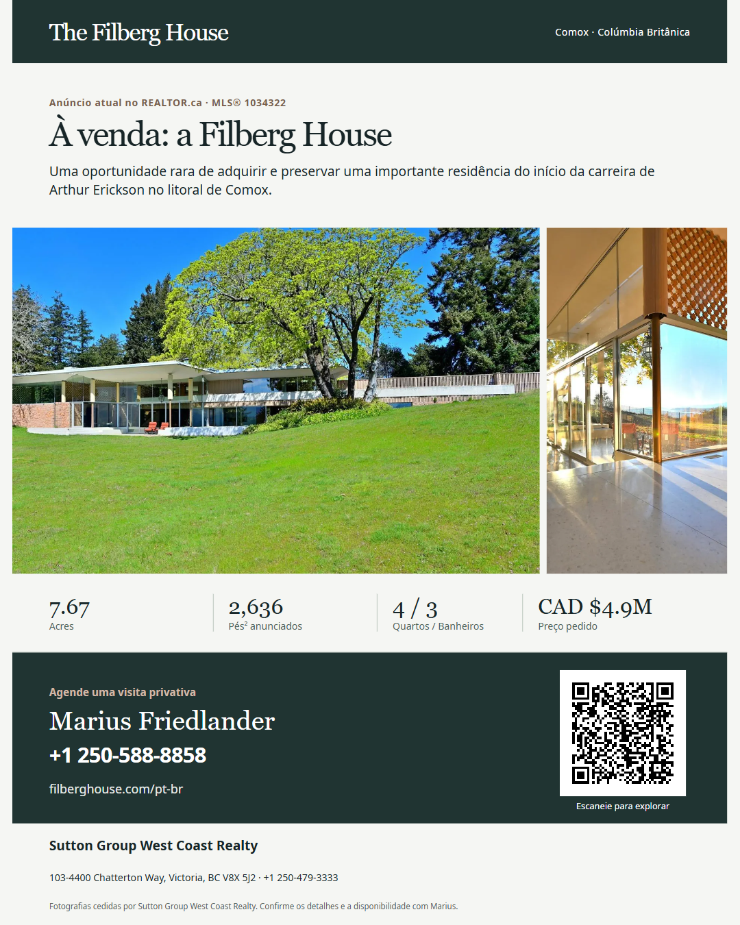 Leve a casa com você: À venda: a Filberg House